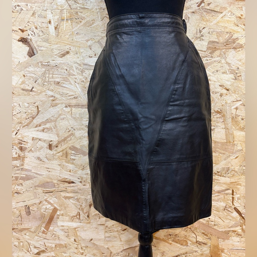 Vintage Black Leather Skirt